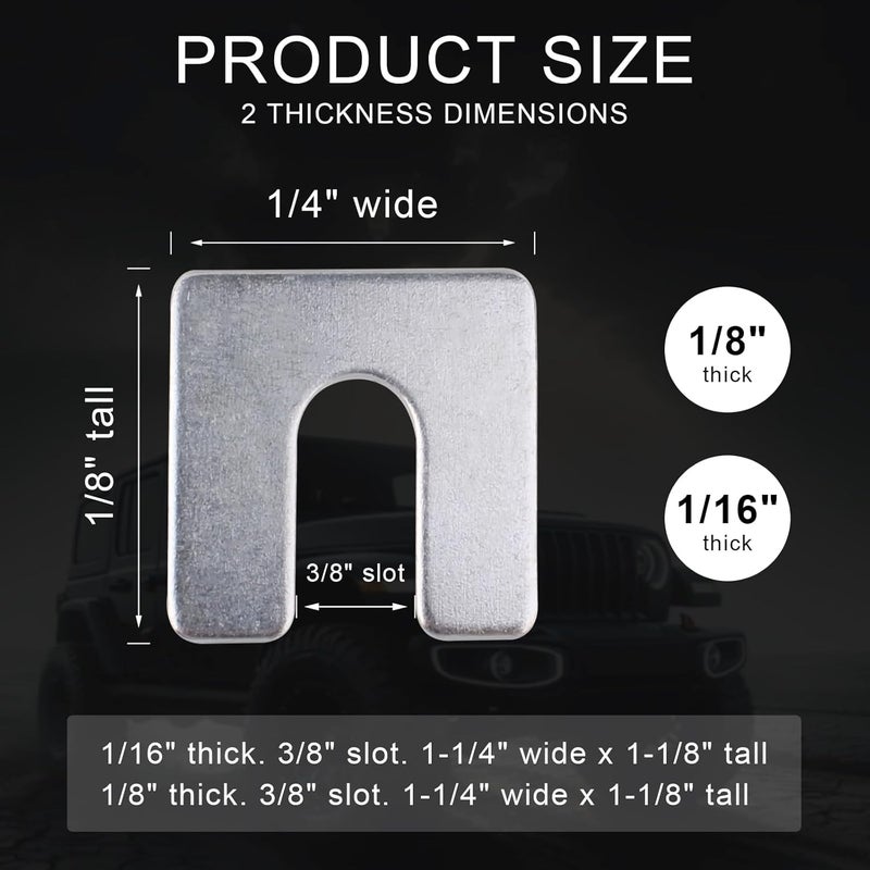 CHENACC 30Pcs Auto Body Fender Alignment Shim 1/16" & 1/8" Thick- 3/8" Slot Automotive Alignment Shim Assortment Kit - Image 2